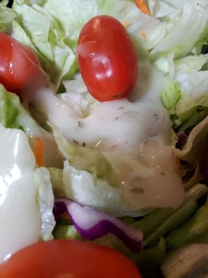 Oh salad with their homemade dressing.