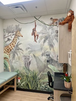 Sachse Pediatrics' Jungle themed exam room!