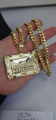 10k 8.6mm Semi Solid Miami Cuban with Last Supper Pendant