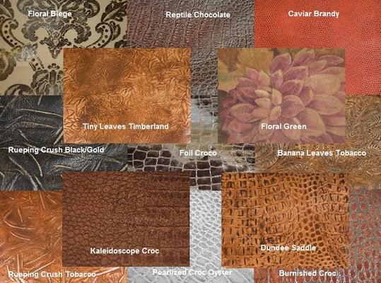 Our Beautiful Printed/Embossed Leathers...Great for all Sophisticated & Designer Applications!!