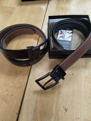 These manufactured belts are genuine leather and are reversible