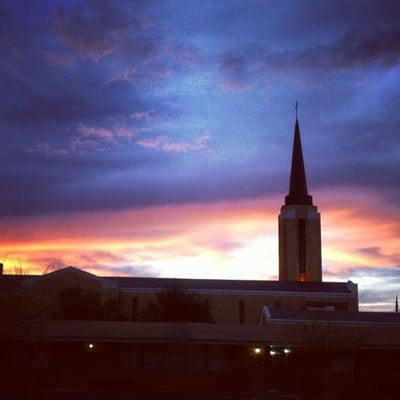 Beautiful sunset over the steeple