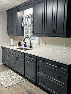 Kemper Cabinets, Quartz Countertop, Luxury Vinyl Plank Flooring