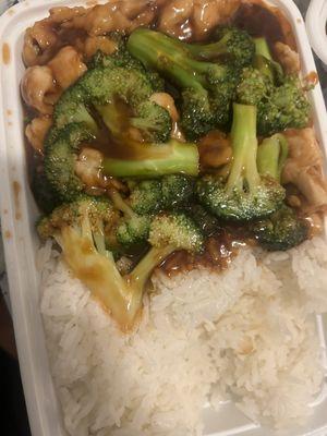 Chicken with broccoli  One of our favorites  From the menu!  Always fresh and tasty !