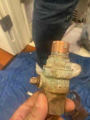 Old leaking ball valve