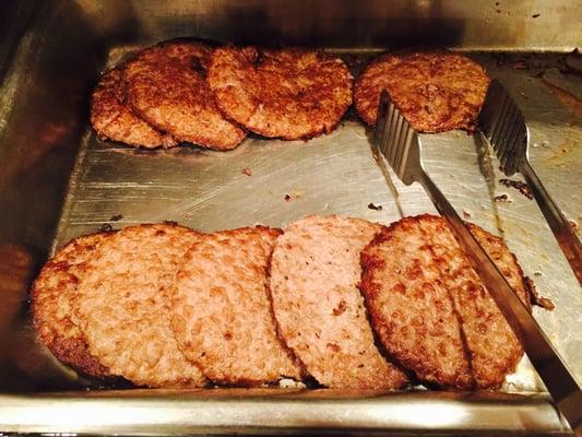 lukewarm hamburger patties