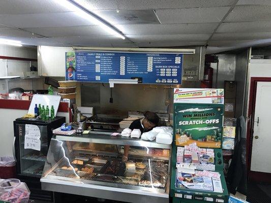 Deli counter serves up gas station standards for breakfast and lunch.