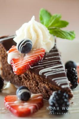 From the Southview kitchen - Chocolate cake with a layer of ganache, served with fresh berries!