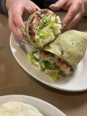 Chicken bacon wrap w/ side of chicken dumpling soup