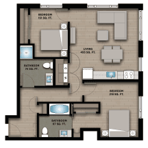 Two Bedroom Floor A ADA