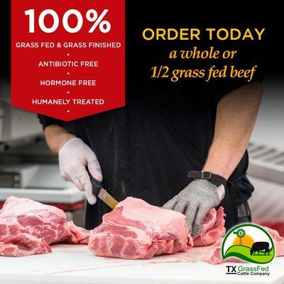 Order a whole or 1/2 beef and get it custom cut and wrapped just how you want it. Choose the cuts you want.