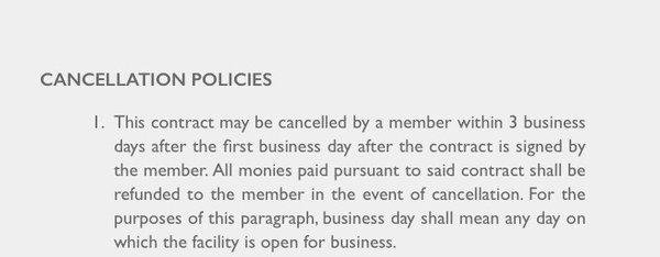 Cancellation policy clause