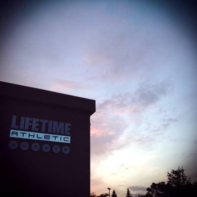 Life Time sign on a nice summer evening.