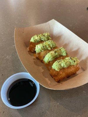 Truffle Avocado Crispy Rice with eel sauce, great combo!