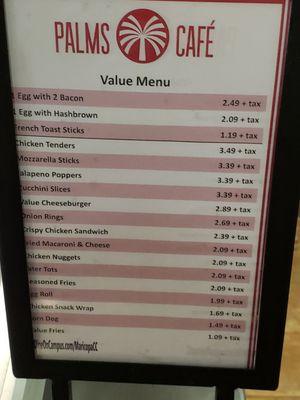 Value breakfast menu 2-4-20