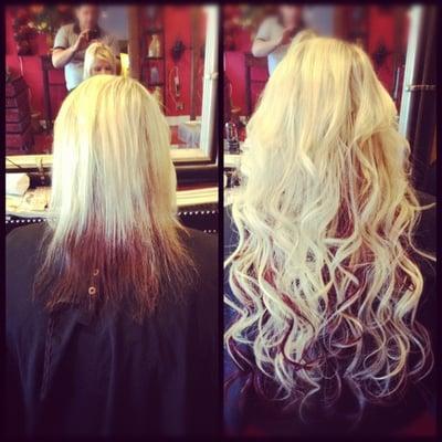 Hair Extensions wave 18" before and After