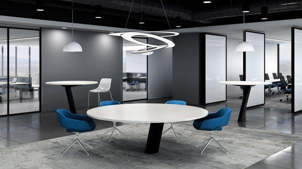 Seated and standing height Equilibrium Round tables from Enwork