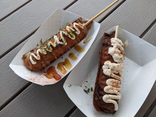 Kahuku waffle dog & lobster dog