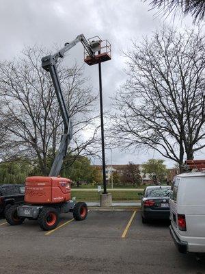 Parking Lot Lighting
 New LED fixture upgrade using Com Ed Rebates