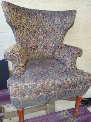 Upholstery of antique chair.