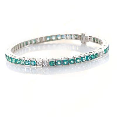 Alexandrite and Diamond Tennis Bracelet in 14k White Gold