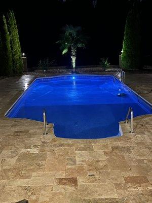 Travertine pool deck