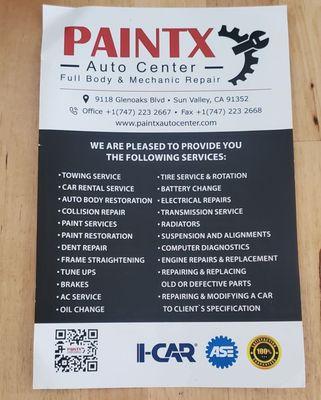 The services that PaintX offers!