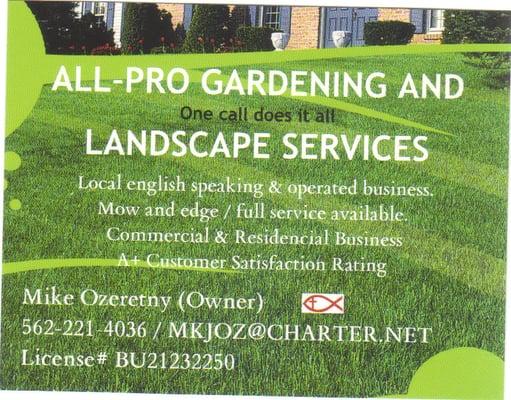 ALL-PRO Gardening & Landscape Design