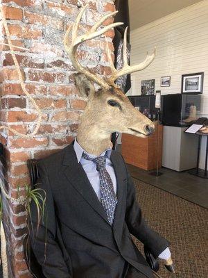 Seriously. A deer in a business suit. Amazing.