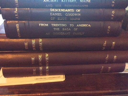 Family histories and thesis bound in hardcovers