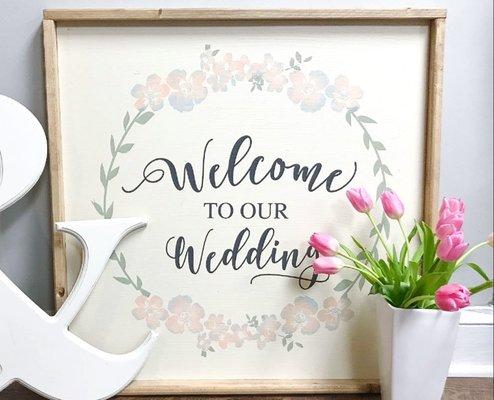 Custom signs in your wedding colors