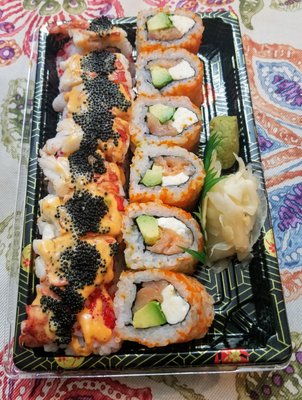 Two different sushi rolls