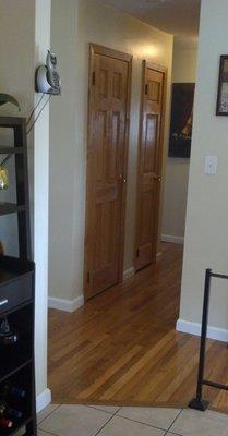 Hall, Bedrooms and Bathroom Doors before being painted white.