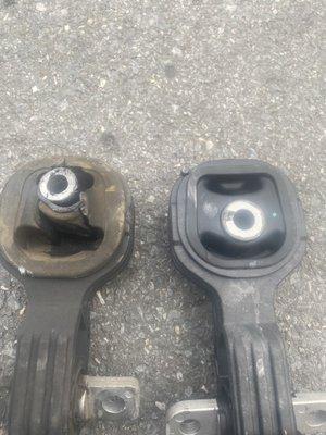 Left: old bottom side motor mount 
Right: new bottom motor mount 
Honda crv