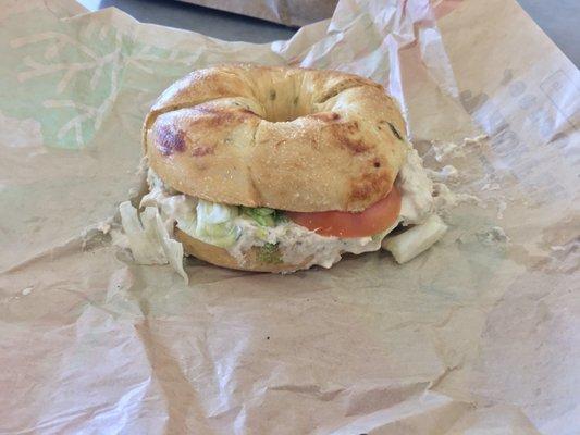 Tuna Salad on Jalapeño Cheddar Bagel