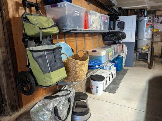 After -- water supplies in case of earthquake and bicycles are the only things left on the floor