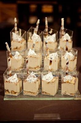 Mini banana puddings with chocolate straws