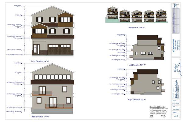 Elevation view for 3 story single family residence