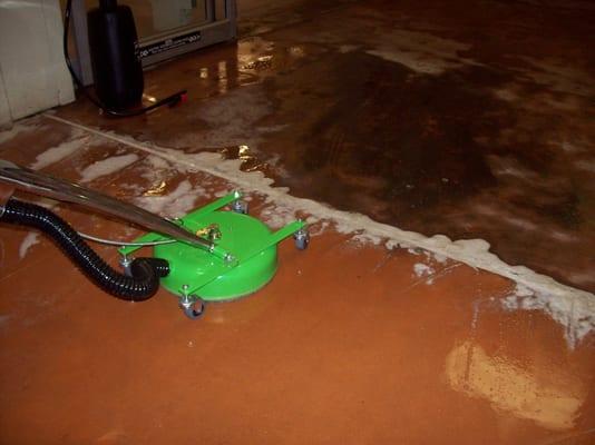 Stained Concrete cleaning:  Entry, Springfield Farm & Home Supply