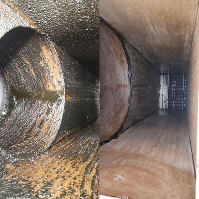 Exhaust cleaning before and after