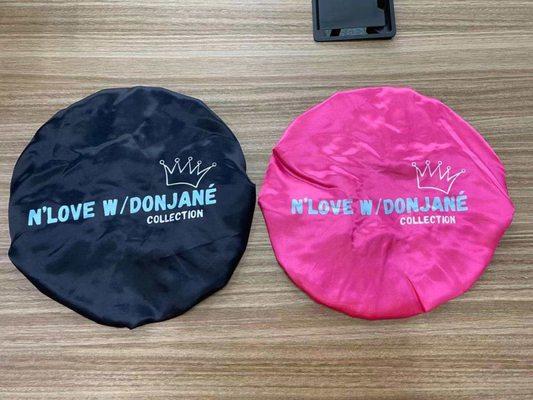 N'Love w/ Donajné collection Bonnets for protecting hair at night when sleeping or lounging around home.