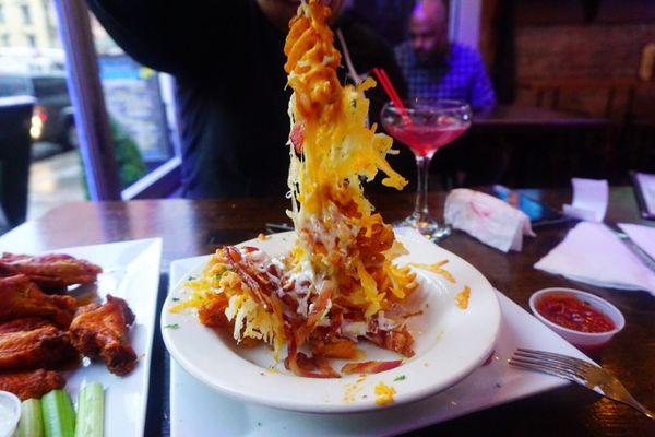 Waffle Cheese Fries with Bacon