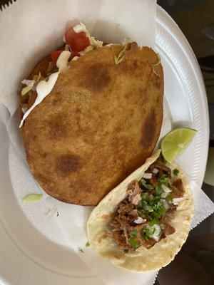 Taco de Chorizo and Gordita de Chicharron