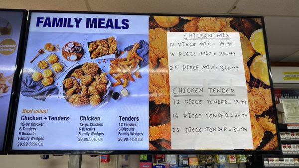 Krispy chicken menu in gas station