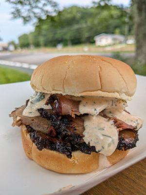 Brisket sandwich with chimichurri mayo