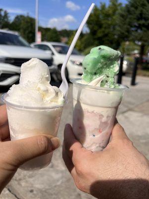 Lemon peel Mint choco chip and birthday cake with vanilla custard!