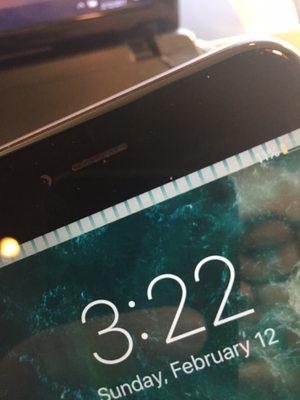 The dreaded touch disease. If your phone isn't responding and has these white lines. Contact ALX repairs!