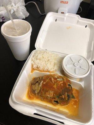 Chile Rilenos (w/ rice and beans) & Horchata