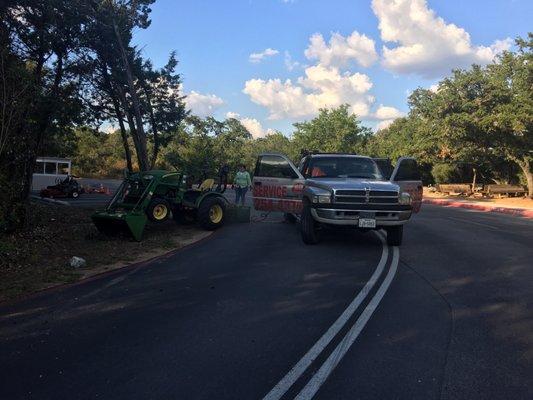 Repair of my tractor on the side of the road.