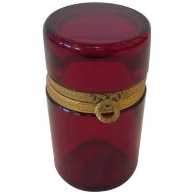 Vintage French Cranberry Glass Box with Ormolu Band  Find us at https://www.1stdibs.com/dealers